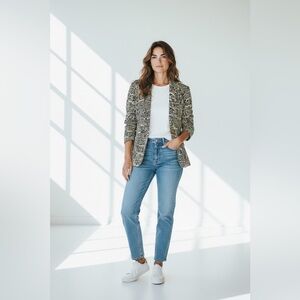 Diane Von Furstenberg Victor Print Lily Silk Jacket Blazer Yellow & Black Size 4